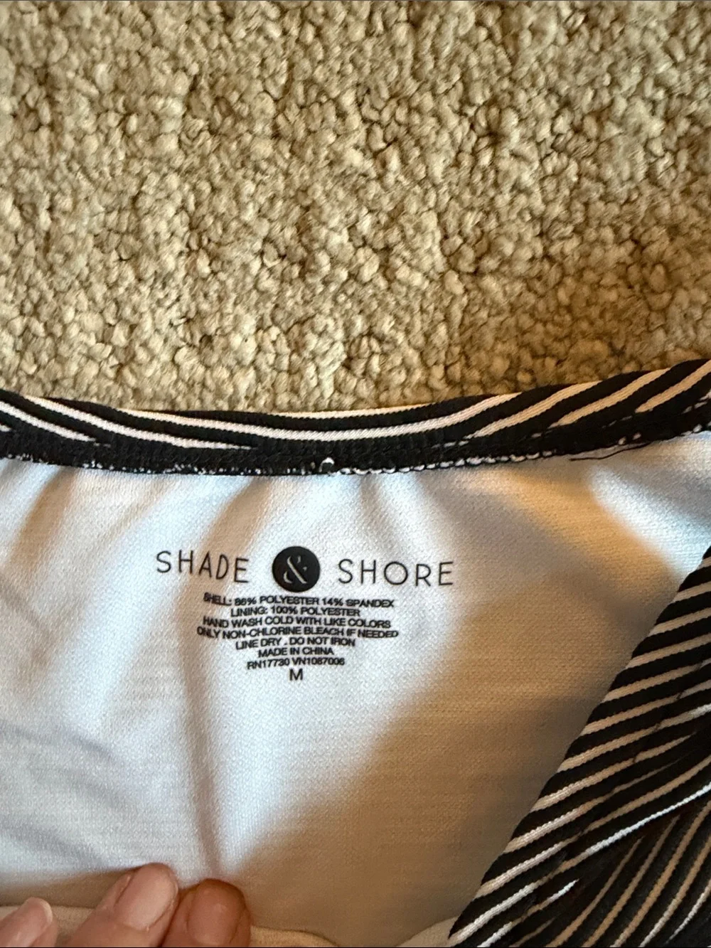 Shade & Shore Black and White Striped Women's Bikini Set
